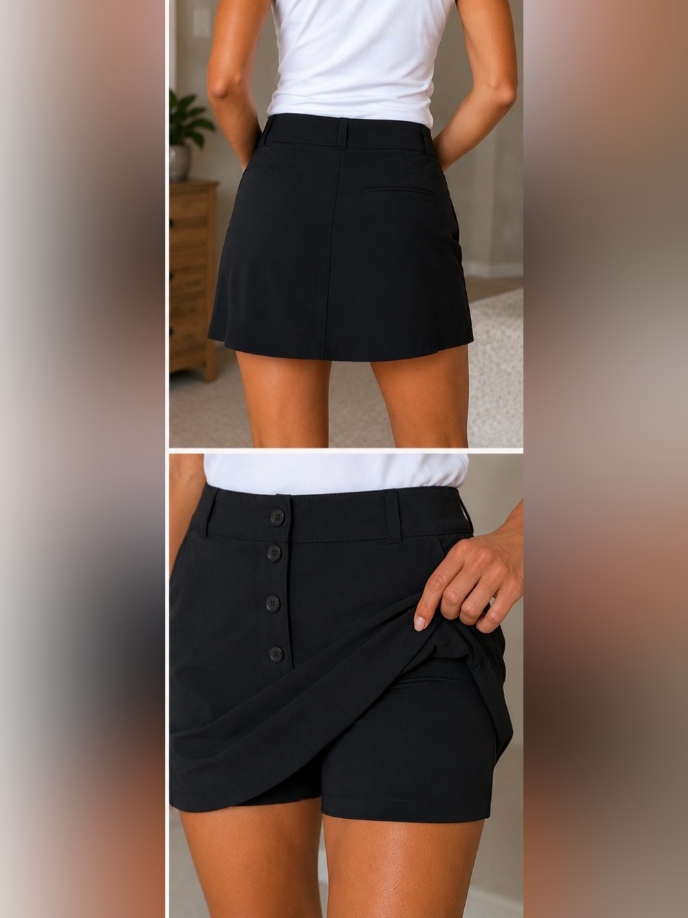 LizGolf Women's Black Skort – Athletic, Polished Performance